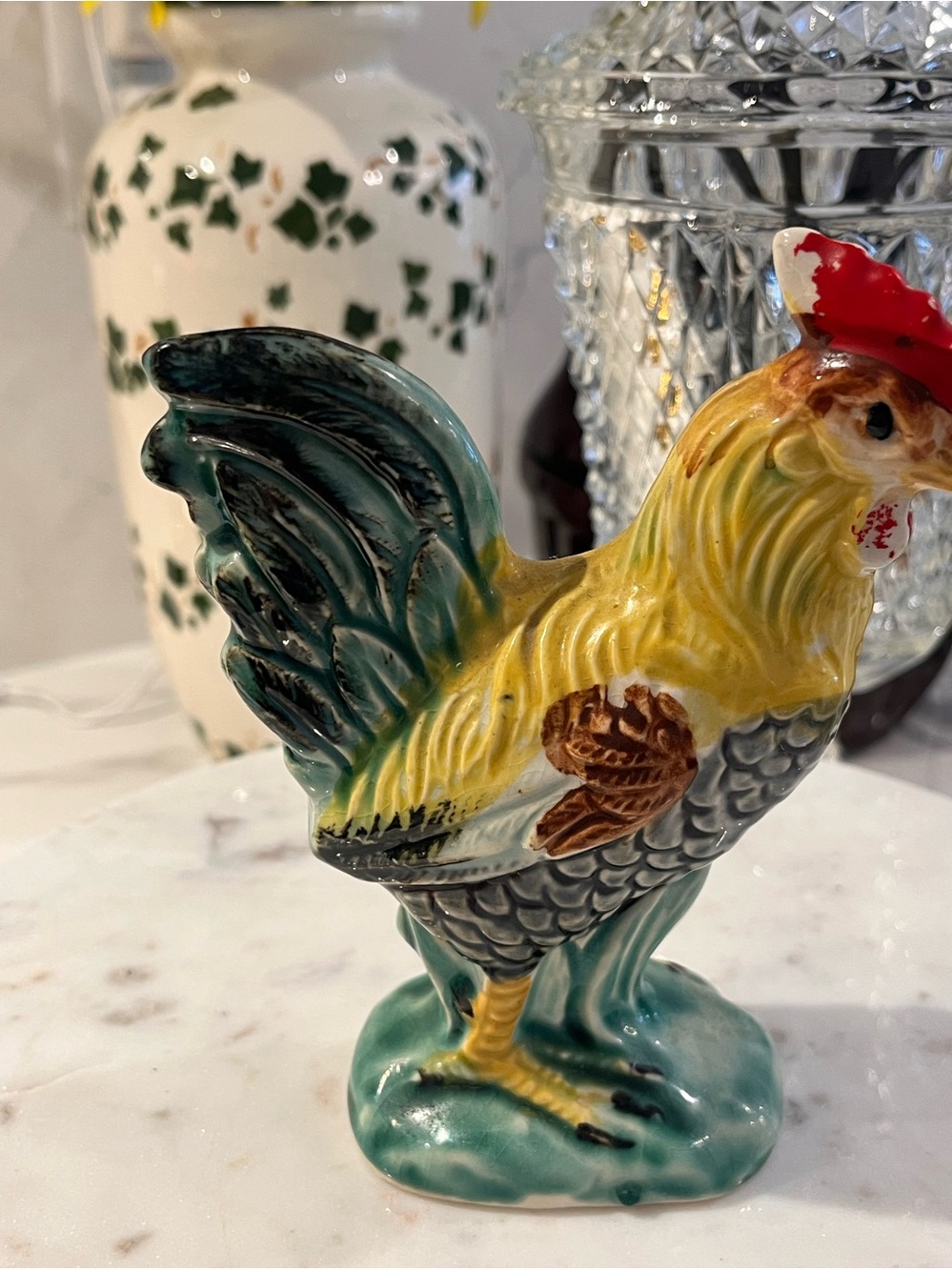 Vintage Chase Japan Hand-Painted Ceramic Rooster Figurine